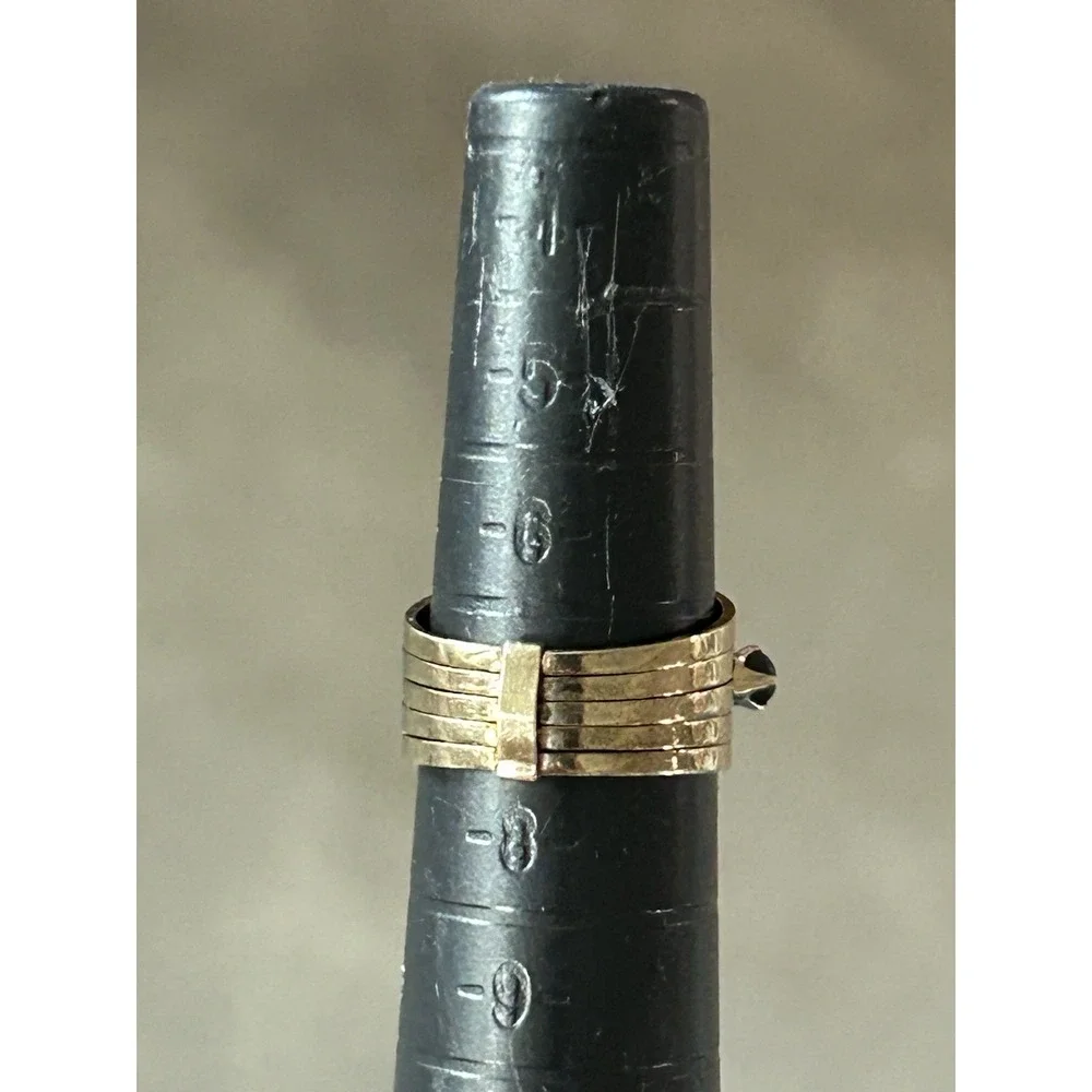 Vintage Tahitian Black Pearl and 14K‎ Five Band Harem Statement Ring